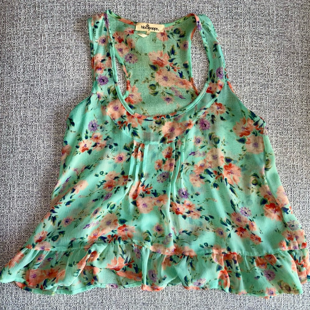 Floral Sleeveless Swing Top